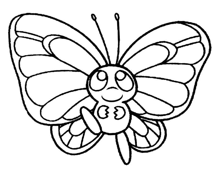 Раскраска Бабочка на цветке для малышей