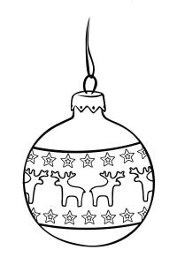Раскраска новогодний шар с оленями - картинка высокого качества, которую можно скачать или распечатать. 