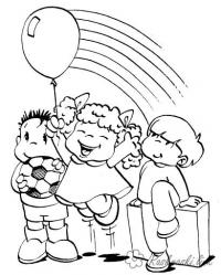 Раскраски дети праздник 1 июня день защиты детей дети игра шарик радость улыбка 
