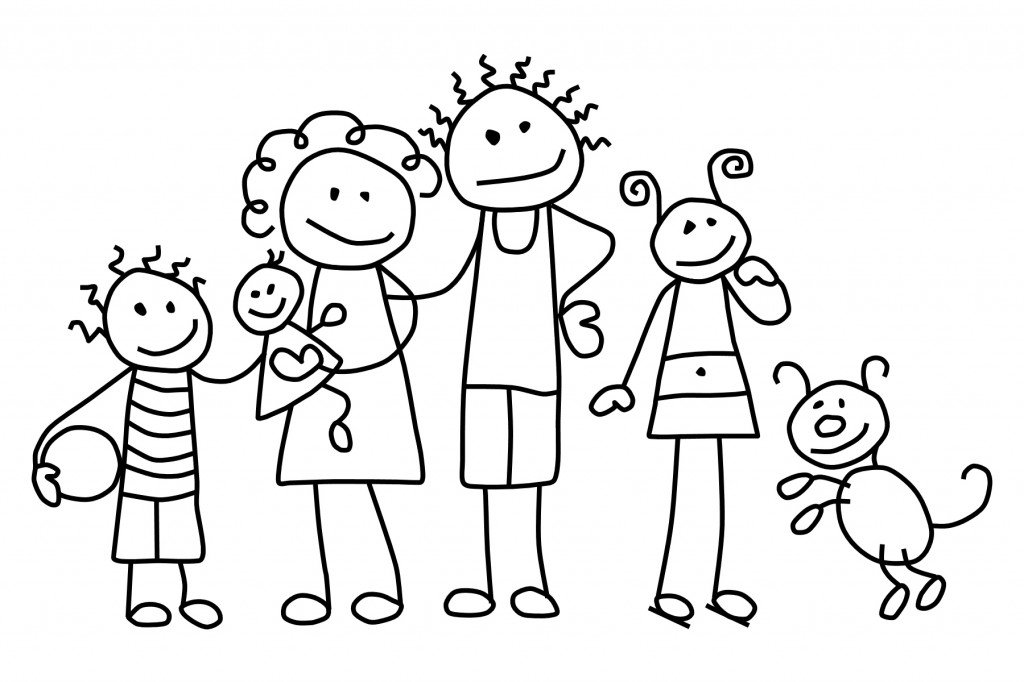 Раскраска Семья с детьми