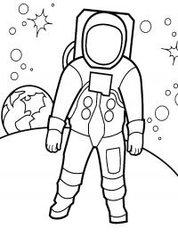 Раскраски день космонавтики космонавт на луне 