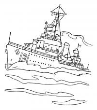 Военные корабли - раскраска для детей на морскую тематику 