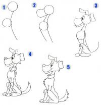 Как нарисовать собаку, схема 1 