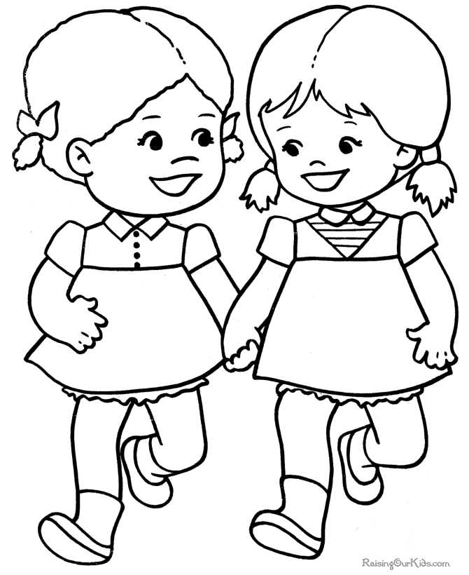 Раскраски праздник праздник 1 июня день защиты детей дети девочка друзья подруга 