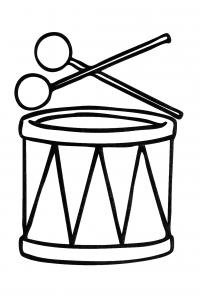Простая раскраска барабан  и барабанные палочки- все для детского сада 