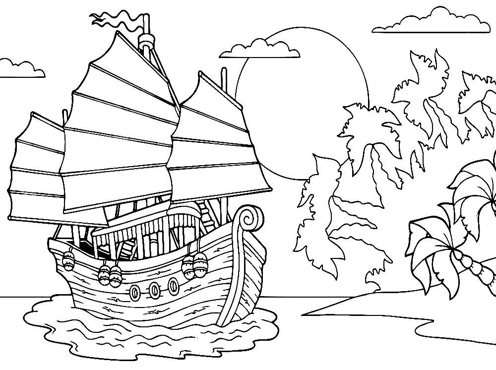 Раскраска корабль для детей. Распечатать картинки кораблей