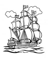 Раскраска пиратский корабль 