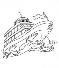 Круизный лайнер на подводных крыльях с якорем и флаго 