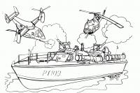 Раскраски для мальчиков техника, корабль и вертолеты 
