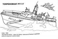 Раскраски корабли, торпедный катер, торпедобоат пт-117 и самолет 