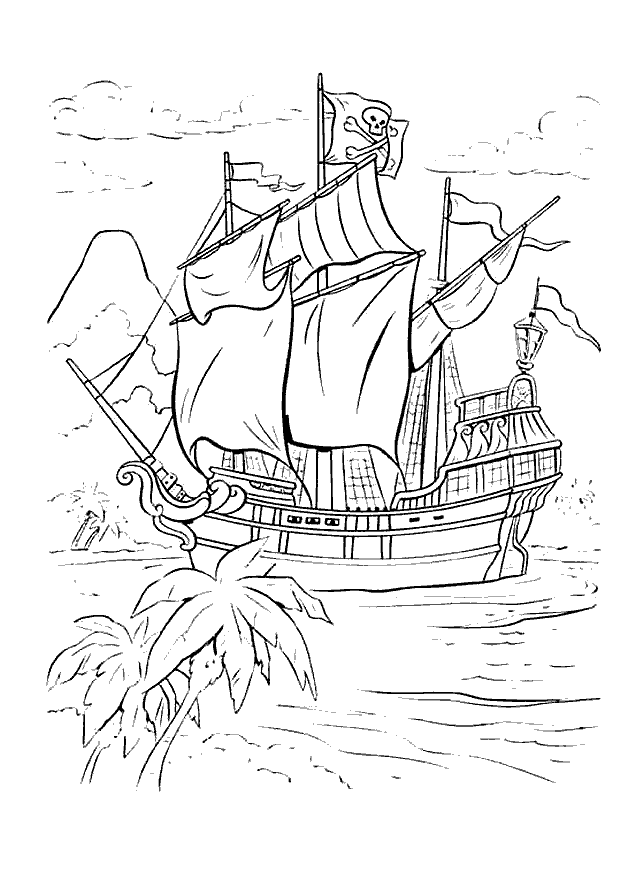 Раскраска корабль пиратов 