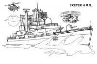 Раскраски для детей hms exeter - британский тяжелый крейсер 