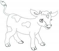 Раскраски соедини по точкам детская раскраска, картинка теленок 