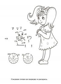 Раскраска соедини точки девочка с коляской 